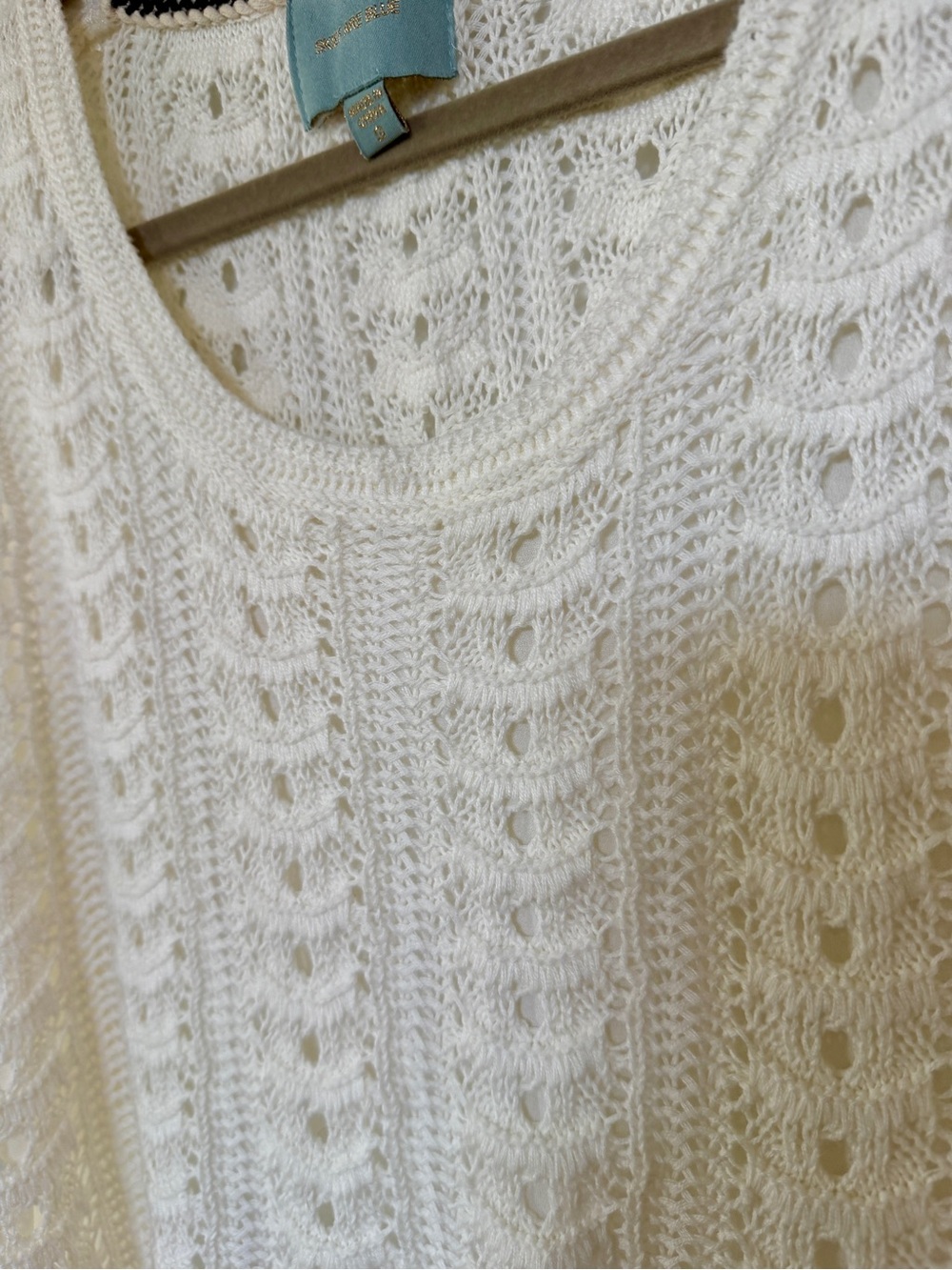 Anthropologie Skies Are Blue Women’s Cream Open-Knit Sweater - Picture 3 of 8